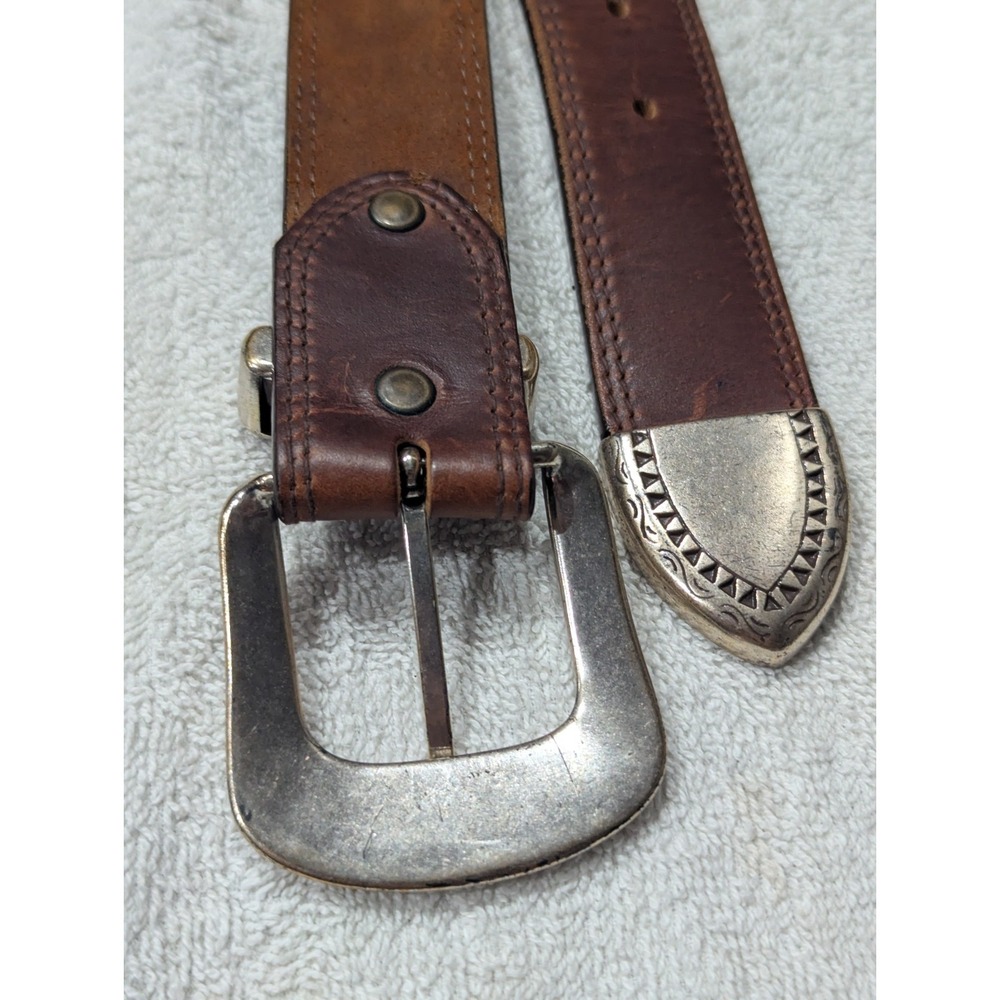 Vintage Billy Belts California Western Leather Belt Silver Conchos Size 30 USA - Picture 6 of 16
